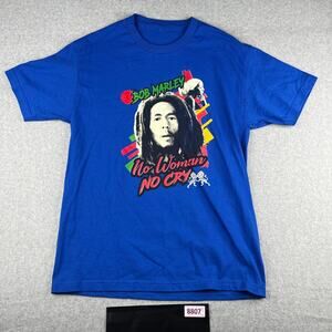Bob Marley T Shirt Medium Blue No Woman No Cry Graphic Print